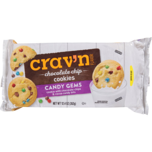 Crav'n Flavor Cookies, Chocolate Chip, Candy Gems