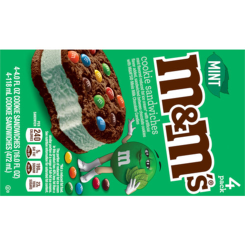 M&M's Cookie Sandwiches, Mint, 4 Pack 4 ea, Novelties