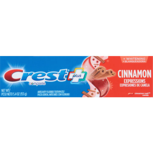 Crest Fluoride Toothpaste, Anticavity, +Whitening, Cinnamon Expressions
