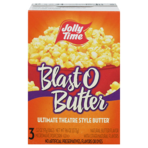 Jolly Time Microwave Popcorn, Ultimate Theatre Style Butter, Blast O Butter
