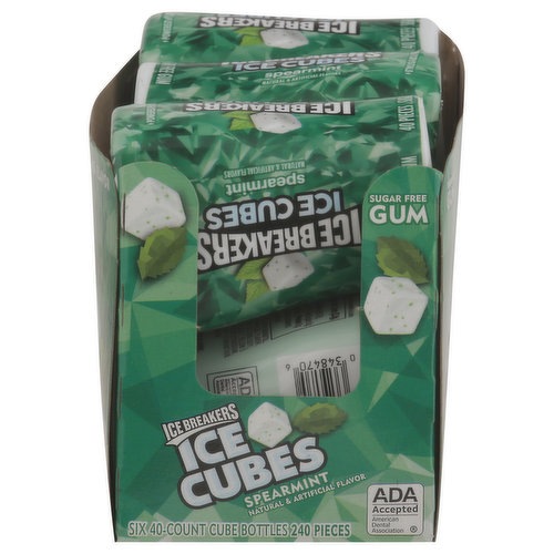 Ice Breakers Gum, Spearmint, Sugar Free, Ice Cubes