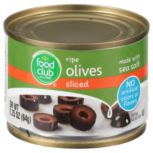 Food Club Olives, Ripe, Sliced
