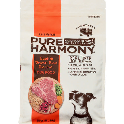 Pure Harmony Dog Food, Super Premium, Beef & Brown Rice Recipe
