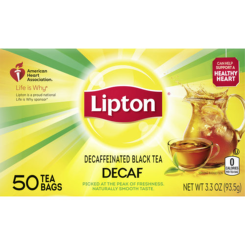 Lipton Black Tea, Decaf, Decaffeinated, Tea Bags