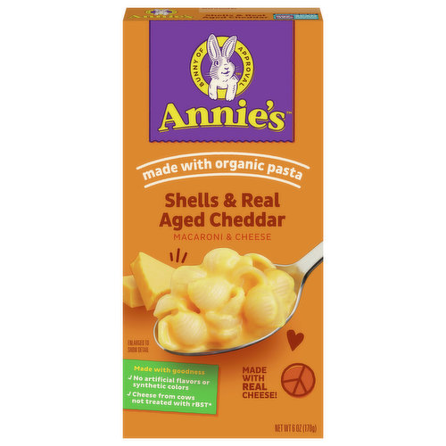 Annie's Macaroni & Cheese, Shells & Real Aged Cheddar