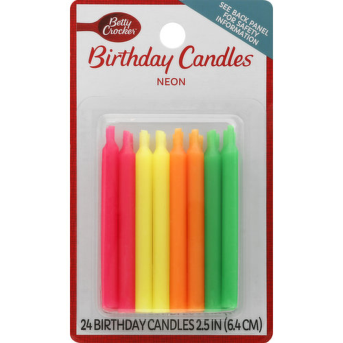 Betty Crocker Birthday Candles, Neon, 2.5 Inch