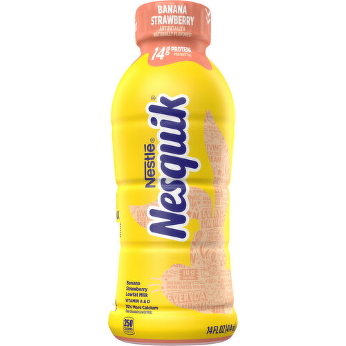 Nesquik Milk, Lowfat, Banana Strawberry