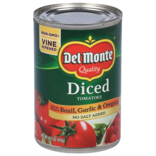 Del Monte Tomatoes, Basil, Garlic & Oregano, Diced