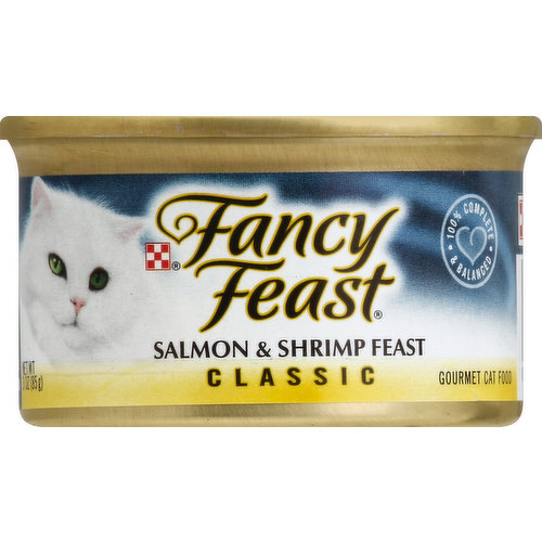 Fancy Feast Cat Food, Gourmet, Classic, Salmon & Shrimp Feast