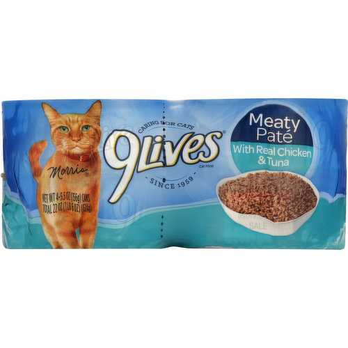 9 Lives Cat Food, Meaty Pate, with Real Chicken & Tuna