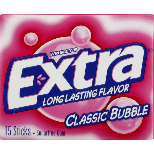 Extra Gum, Sugarfree, Classic Bubble