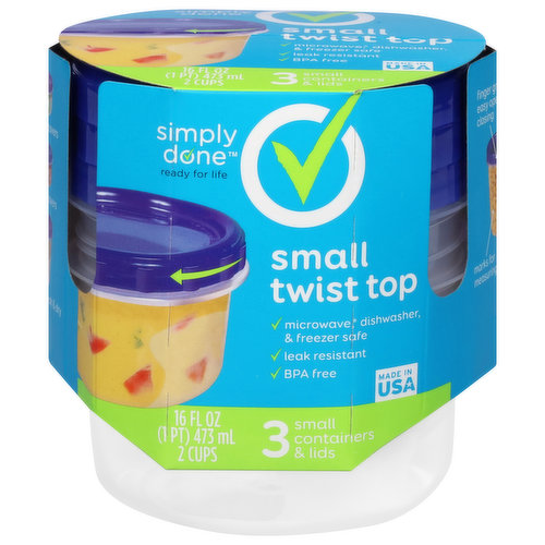 Simply Done Containers & Lids, Twist Top, Small, 16 Fluid Ounce