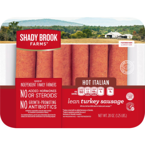 Shady Brook Farms Turkey Sausage, Lean, Hot Italian