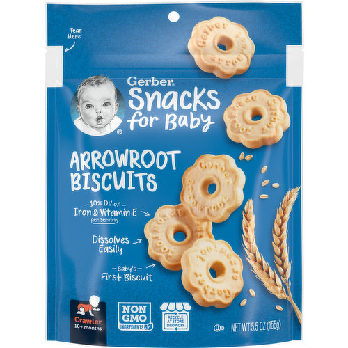 Gerber Biscuits, Arrowroot, 10+ Months