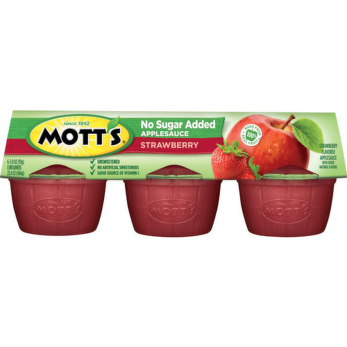 Mott's Applesauce, No Sugar Added, Strawberry