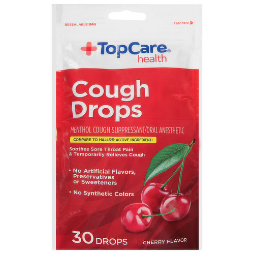 TopCare Cough Drops, Cherry Flavor