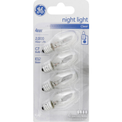 GE Light Bulbs, Night Light, Clear, 4 Watts