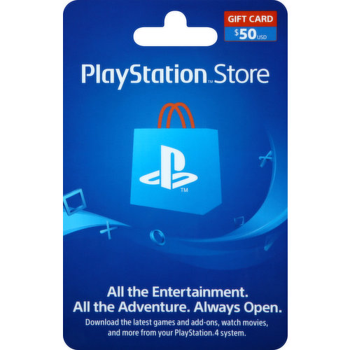 Playstation Store Gift Card, $50 USD