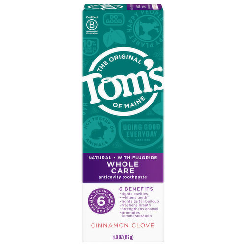 Tom's of Maine Toothpaste, Anticavity, Cinnamon Clove, Natural