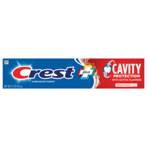 Crest Toothpaste, Anticavity, Fluoride, Regular Paste, Cavity Protection