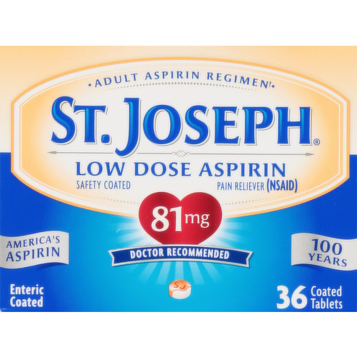 St. Joseph Aspirin, Low Dose, Coated, 81 mg, Tablets