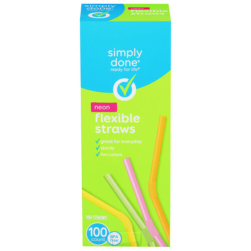 Simply Done Straws, Flexible, Neon