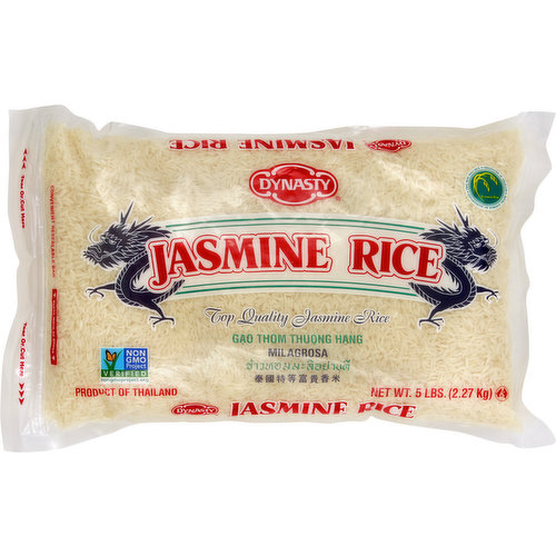 Non GMO Project verified. nongmoproject.org. Top quality Jasmine Rice. Thai Hom Mali Rice. Originated in Thailand. Department of Foreign Trade. www.jfc.com. For recipes and other inquiry, please www.jfc.com. For recipes and other inquiry, please visit www.jfc.com. Convenient resealable bag. Product of Thailand. Originated in Thailand.