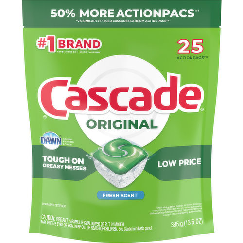 Cascade Dishwasher Detergent, Fresh Scent, ActionPacs