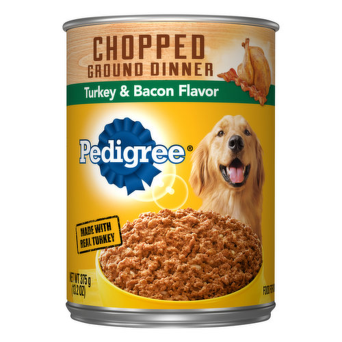 Pedigree Dog Food, Turkey & Bacon Flavor, Chopped Ground Dinner