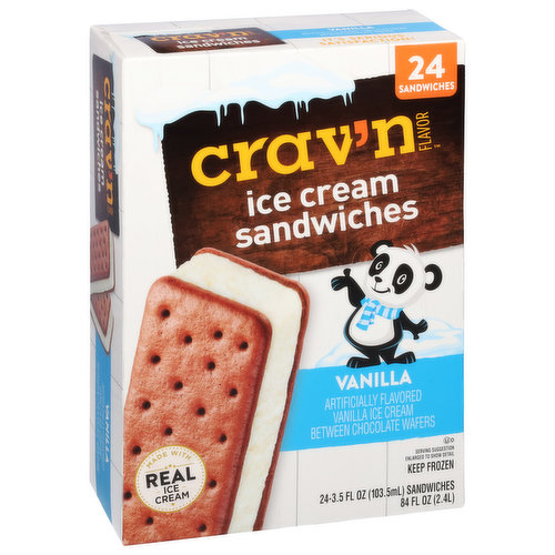 Crav'n Flavor Ice Cream Sandwiches, Vanilla