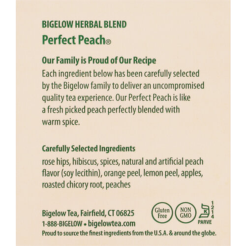 Bigelow Perfect Peach Herbal Tea Bags - 20/Box