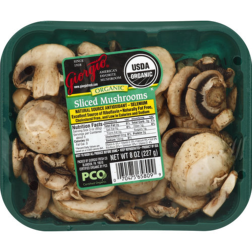 Giorgio Mushrooms, Organic, Sliced