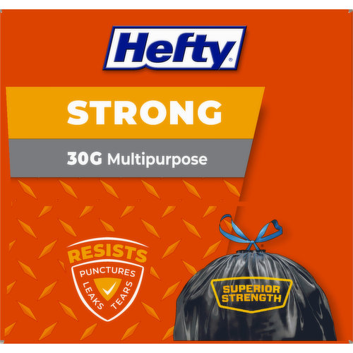 Hefty Trash Bags, Multipurpose, Drawstring, Large, 30 Gallon