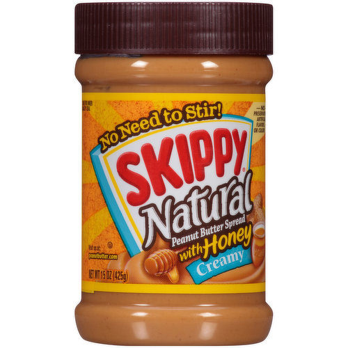 Skippy Peanut Butter Spread, Creamy, Natural