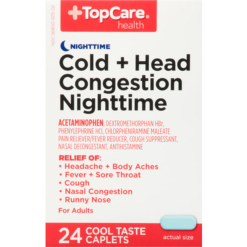 TopCare Cold + Head Congestion, Nighttime, Caplets