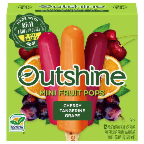 Outshine Fruit Ice Pops, Cherry/Tangerine/Grape, Assorted, Mini