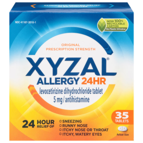 Xyzal Allergy Relief, 24 Hr, Original Prescription Strength, 5 mg, Tablets