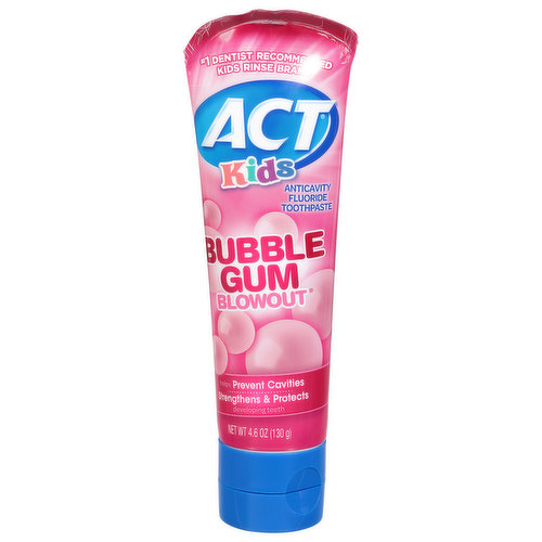 Act Toothpaste, Anticavity Fluoride, Bubble Gum Blowout