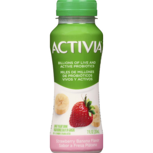 Activia Yogurt Drink, Lowfat, Strawberry Banana Flavor