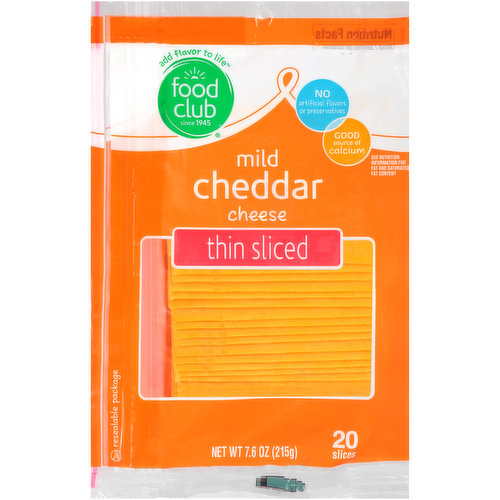 Food Club Mild Cheddar Thin Sliced Cheese