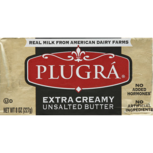 Plugra Butter, Unsalted, Extra Creamy