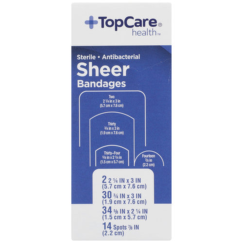 TopCare Antibacterial First Aid Antiseptic Assorted Bandages, Sheer