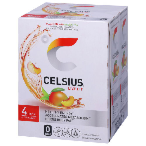 Celsius Green Tea Peach Mango Energy Drink - 12 fl oz Can