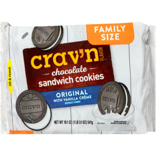 Crav'n Flavor Original With Vanilla Creme Chocolate Sandwich Cookies