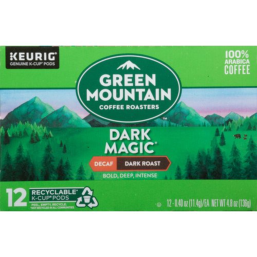 Green Mountain Coffee Roasters Coffee, Dark Roast, Dark Magic, Decaf, K-Cup Pods