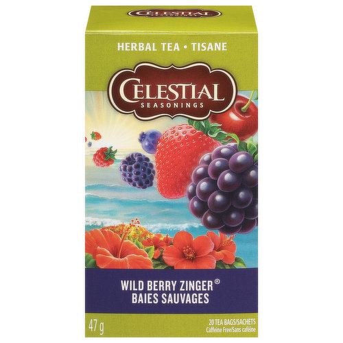 Celestial Seasonings Herbal Tea, Caffeine Free, Wild Berry Zinger, Tea Bags