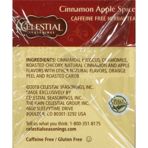 Celestial Seasonings Cinnamon Apple Spice Herbal Tea - 20 bags, 1.7 oz box