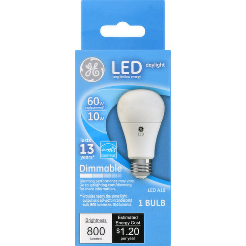 GE Light Bulb, LED, Daylight, 10 Watts