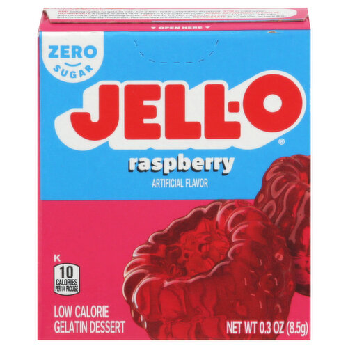 Jell-O Gelatin Dessert, Zero Sugar, Low Calorie, Raspberry