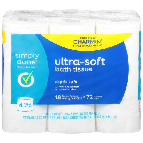 Simply Done Bath Tissue, Ultra-Soft, Mega Rolls, 2-Ply